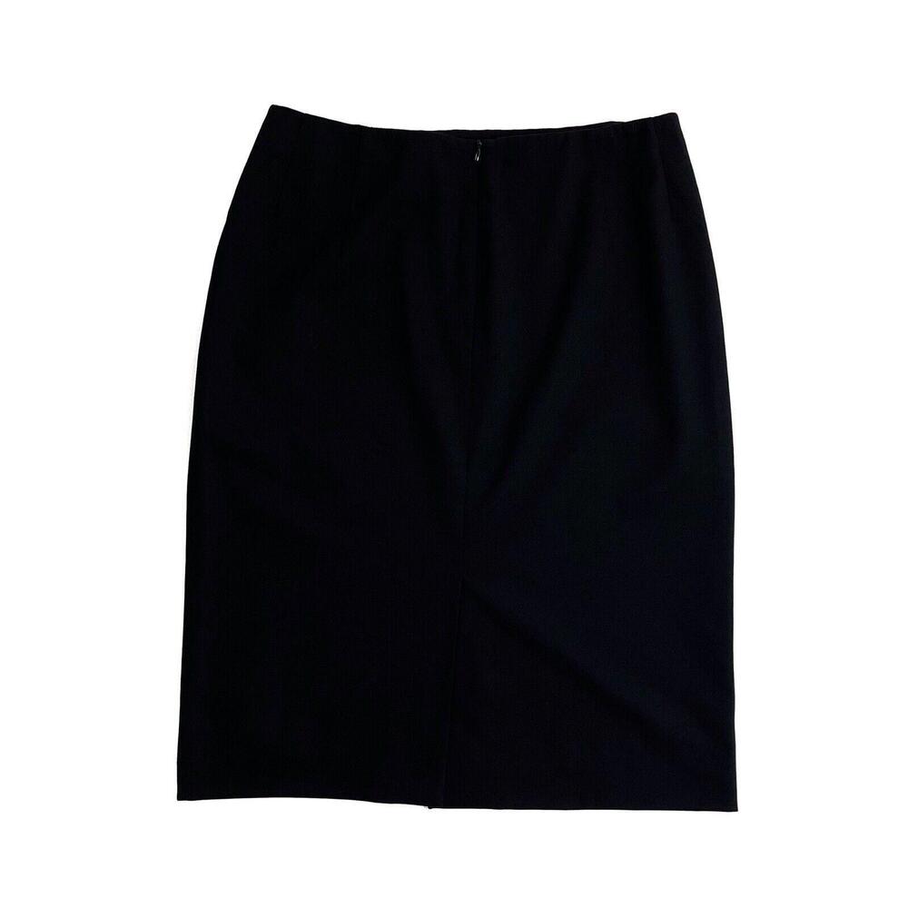 Paul Stuart Women’s Size 44 Italy Solid Black Virgin Wool Lined Vtg Pencil Skirt - Picture 8 of 10